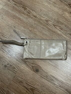 HOBO Taupe Leather Wristlet Clutch
